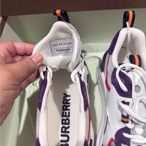 Burberry White and Purple Sneakers with Orange Accents